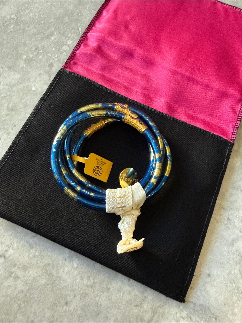 Blue and Gold Wrap Bracelet with Charm -Budhagirl